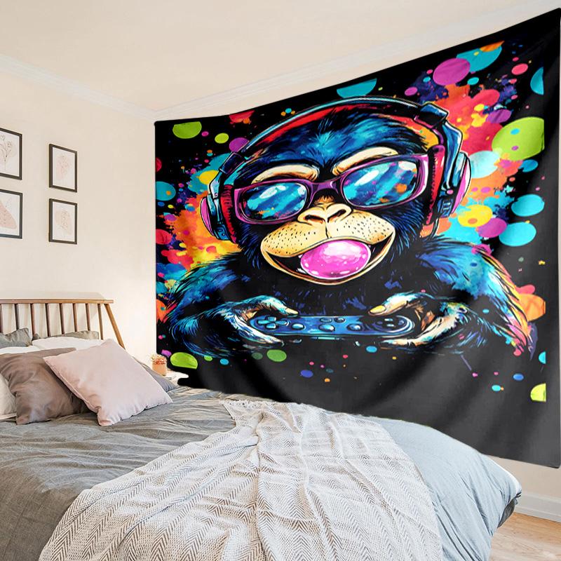 Tapisserie d'Aventure de Joueur Singe, Tapisserie au Design Unique, Décoration Murale pour Chambre à Coucher, Salon, Salle de Jeux, Cadeaux de Fête Chaleureux pour Fans