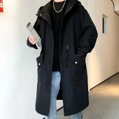 Chaqueta Cortavientos para Hombre Primavera y Otoño Largo Medio para Hombre Otoño Abrigo Largo Casual para Hombre