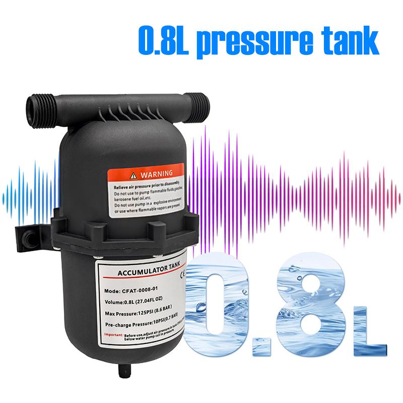 Micro Water Pump Pressure Tank 0.8L Gas Storage Tank Rv Yacht Diaphragm Pump Constant Pressure Water Supply Equipment