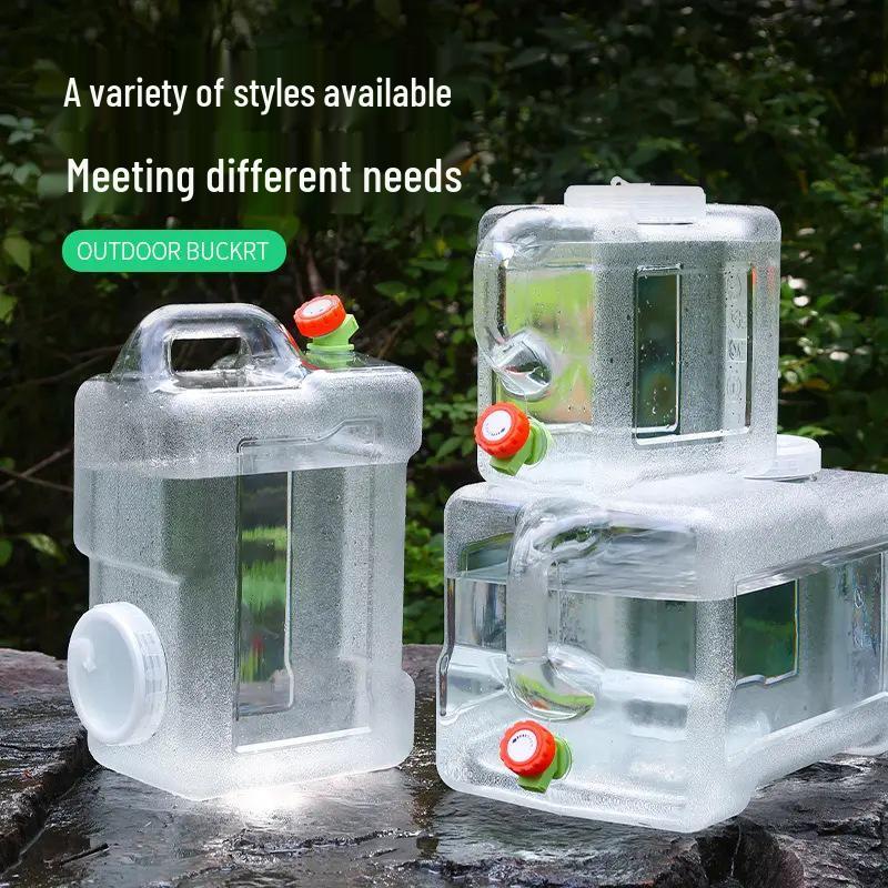 Car-Mounted Camping Water Tank: Portable Outdoor PC Bucket with Faucet, Large Capacity & Thickened for Pure Drinking Water.
