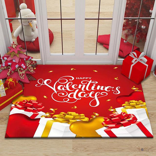 Christmas Floor Mat Red Festive Christmas Decorative Floor Mat Entry Door Non-slip Floor Mats for Home and Commercial Use