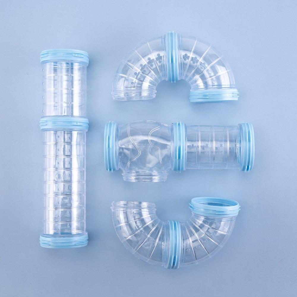 Transparent Hamster Toy Maze 5.5cm Diam Hamster Movement Tunnel Remodeled Cage синий