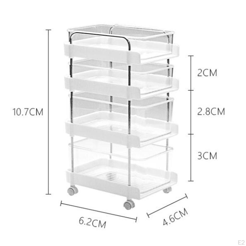 1/6 Dollhouse Miniature Rolling Storage Cart, Organizer Shelf for Accessories