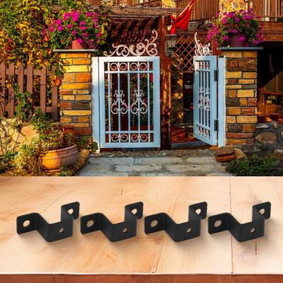 4PCS U Shaped Metal Fence Post Bracket, Deck Post Fixing Support for Wooden Post, No Screws