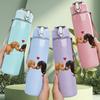 1PC Two Dachshund Dog Love Print 750ml Color Plastic Sports Water Bottle Leakproof Flip Straw Lid Suitable for Sports Office Home Use