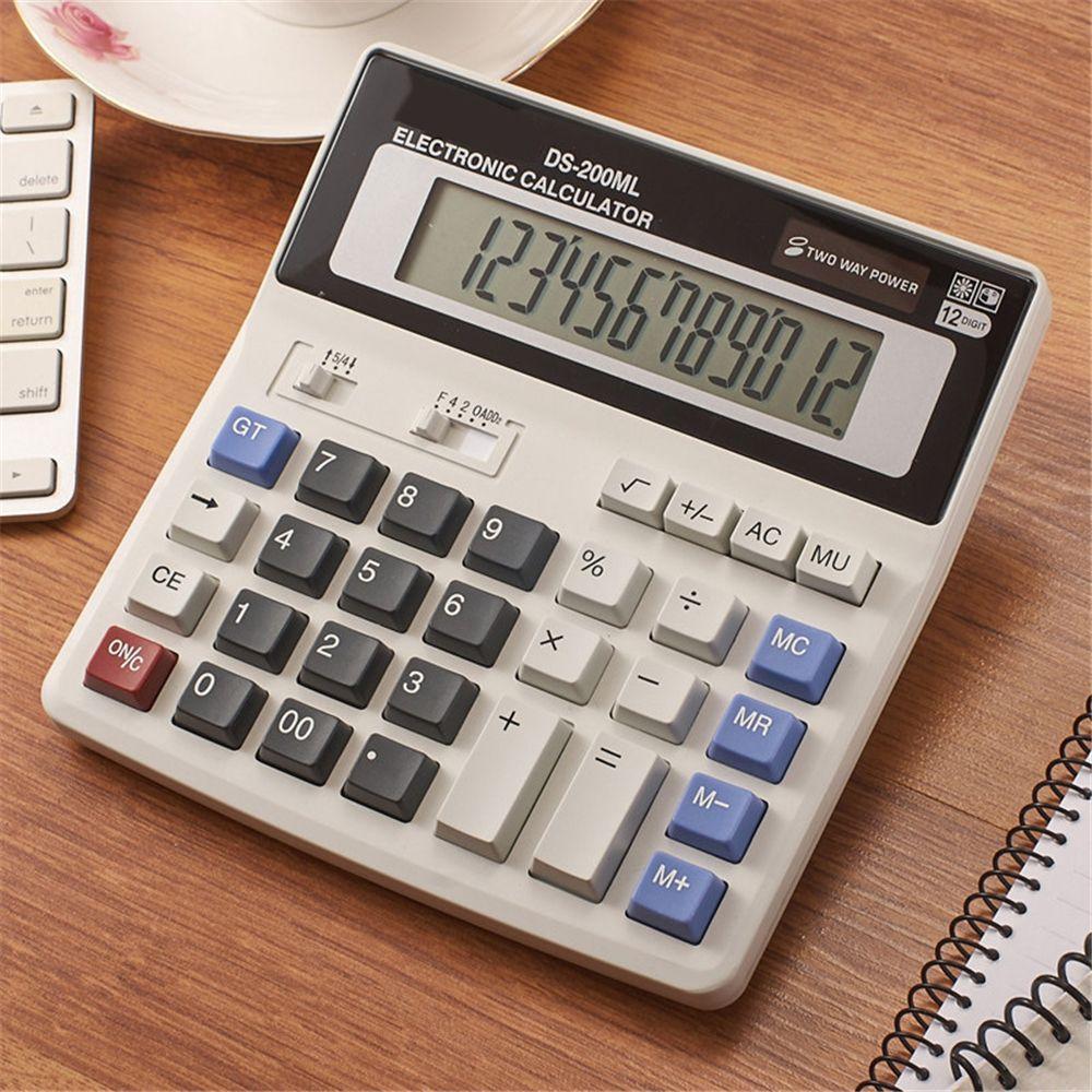 Nova Calculadora de Mesa Financeira Multifuncional de 2 Vias com Alimentação, Botões Grandes para Escritório, Display Inclinável Grande