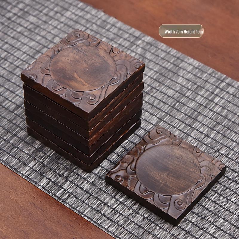 Ebony Solid Wood Tea Coaster Set - Tea Ceremony Accessories for Home or Office