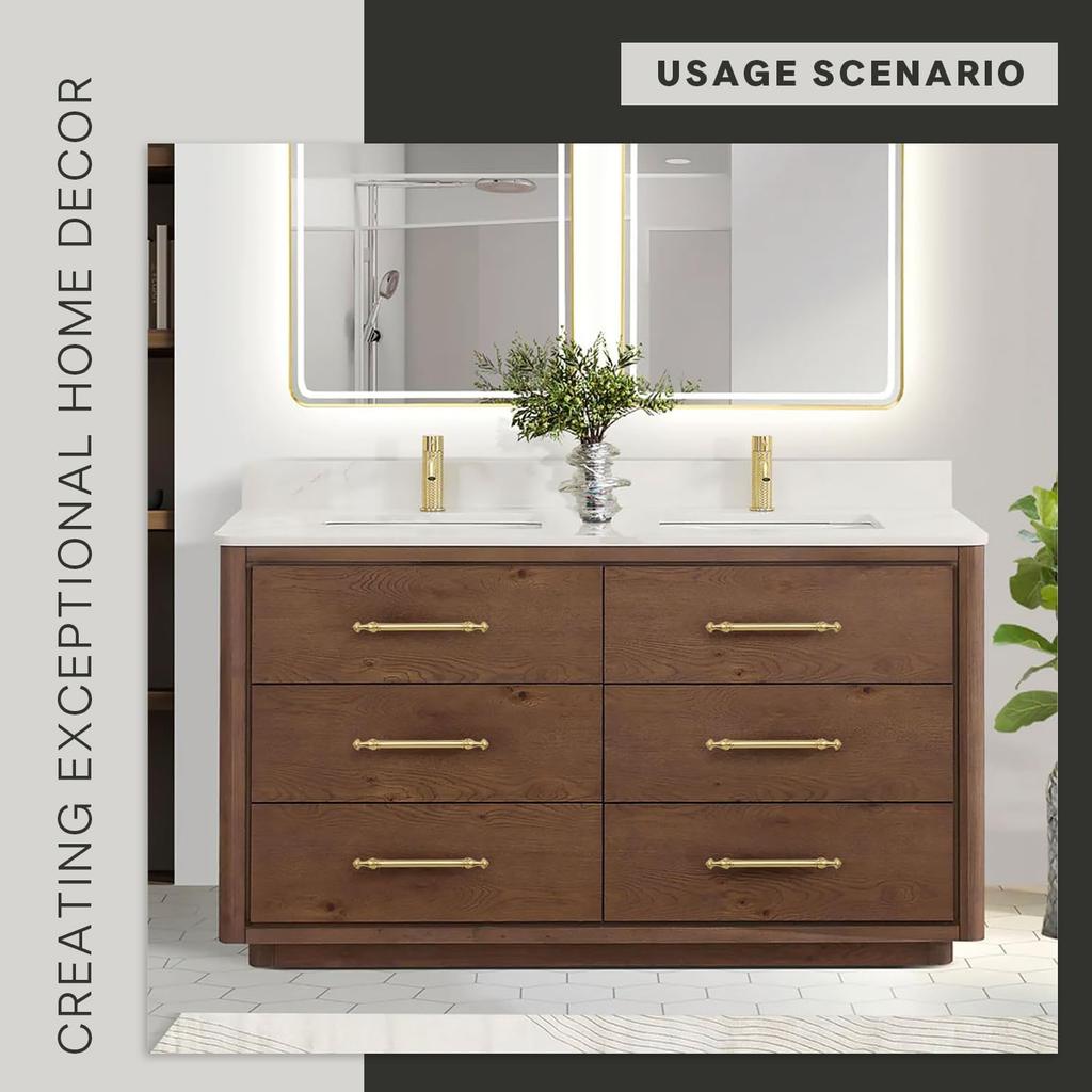 2pcs Brushed Brass Cabinet Knobs, Golden Zinc Alloy Metal Handles for Kitchen Cupboards & Vanity Drawers, Durably Crafted f