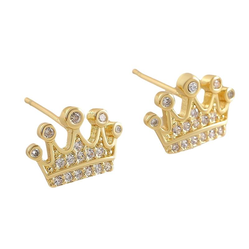 Süße Glänzende Zirkon Krone Steckerohrringe Für Damen Mode Metall Mini Kleiner Goldfarbener Ohrring Hochzeits Schmuck Party Geschenk