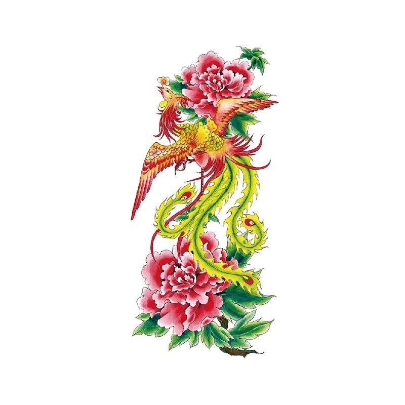 Water Transfer Phoenix Flower Colored Rose Waterproof Tattoo Sticker Set Simulation Tattoo Sticker