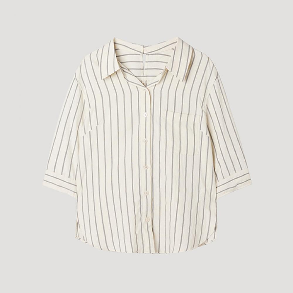 

[She S miSS] Полосатая рубашка с открытым воротником SwwStp22120 фунтов light beige/55