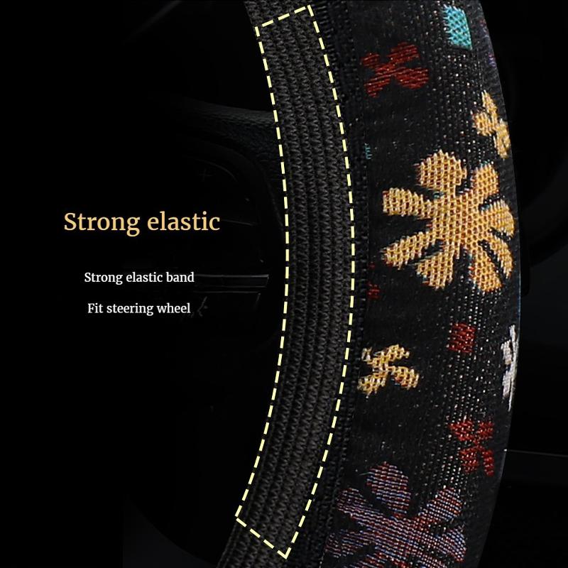 Elastic Stretch Steering Wheel Cover Without Inner Ring Fits 14.5-15in Steering Wheels, Breathable Linen,  Odorless, Easy Carry