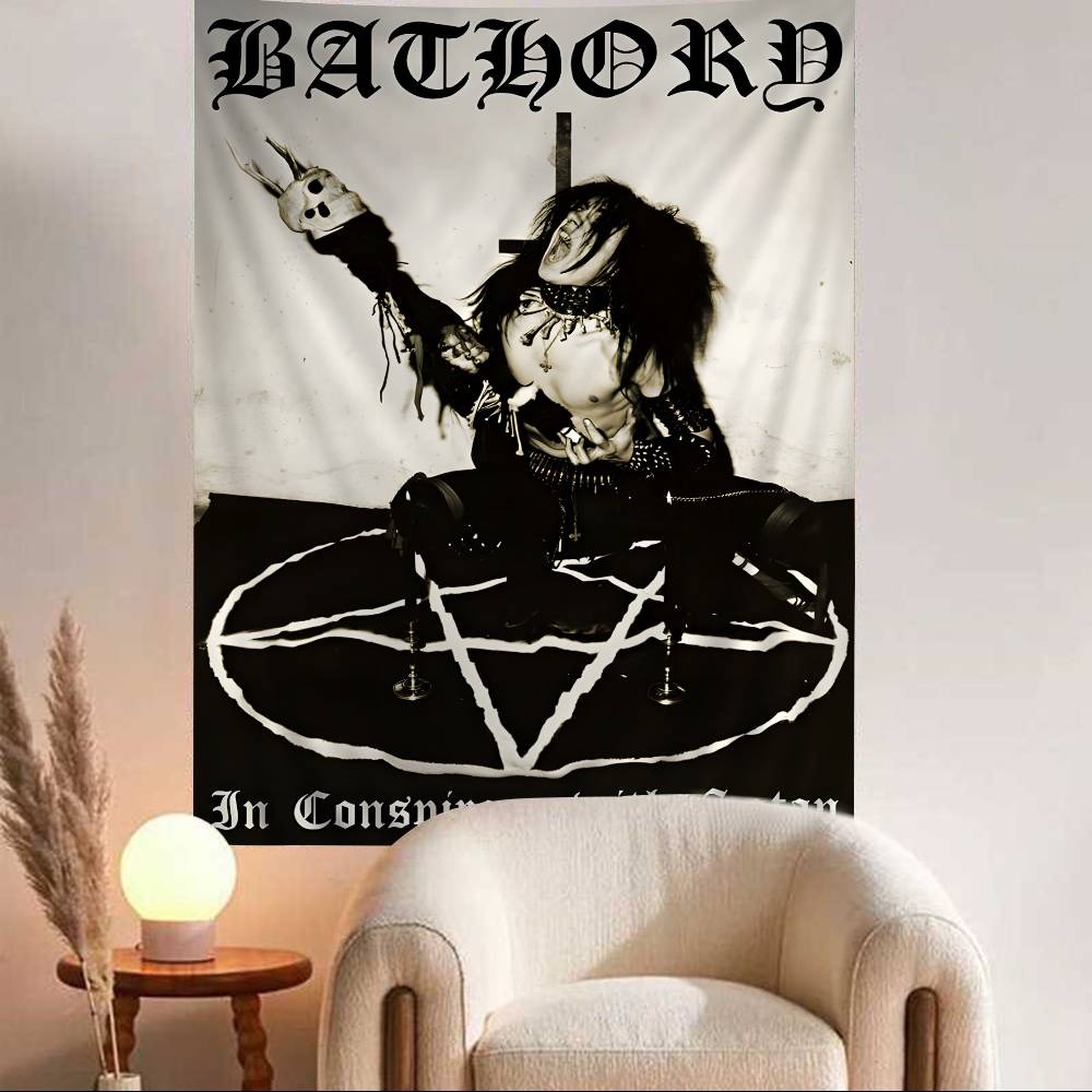 Bathory Quorthon Retro Heavy Metal Music Band Singer Printed Large Wall Tapestry Wall Hanging Decoration Household Decor Blanket