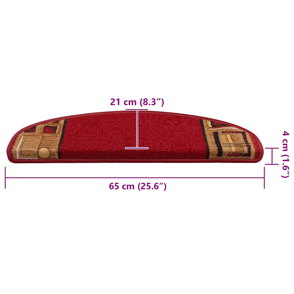 Self Adhesive Stair Mats 5 pcs 65 x 21 x 4 cm Red