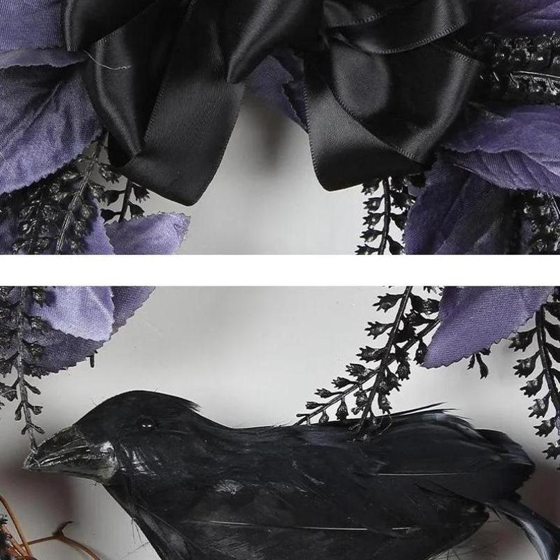 1 Pcs Halloween Bow Crow Garland Door Hanging Artificial Rattan Wreath Horror Party Decoration Pendant Gift