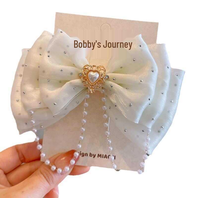 Autumn/Winter '25 New Pearl Bow 3D Top Clip Children's Hair Tie