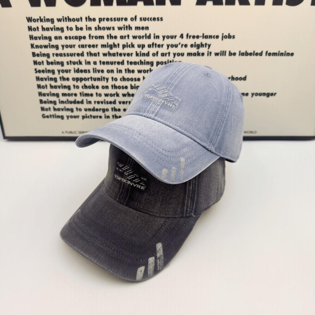 Washed and old embroidered baseball cap soft top three bars cap men's and women's retro versatile face small visor