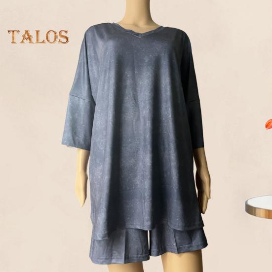 2 Teile/satz Frauen Sommer Sportswear-Set V Neck Side Split Kurzen Ärmeln Lose T-shirt Elastische Taille Mini Hosen Set Trainingsanzug Sport kleidung