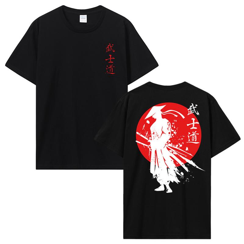 New Japan Samurai Spirit T Shirts Japanese Style Back Print Men Cotton Tshirt Anime T-shirt Bushido Male Gifts Tees Streetwear
