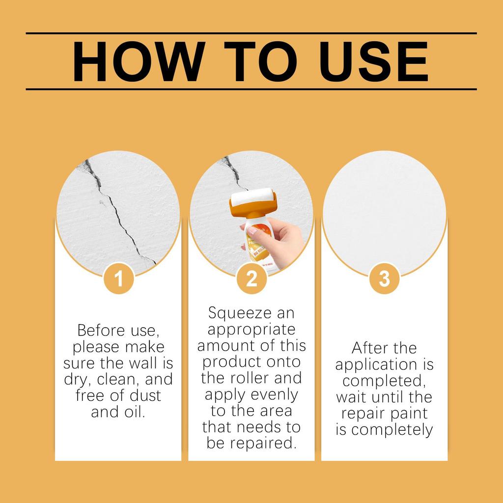 Jue-fish Quick-Fix Wall Roller Compound - White Instantly Conceals Holes, Nail Pits, and Cracks with One Coat (300g)