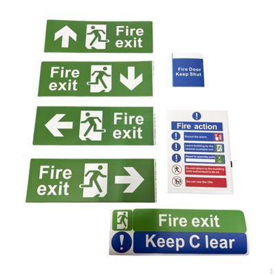 7 Pièces Autocollants Panneau Sortie de Secours Autocollant Instructions Autocollant Étiquette de Sécurité Autocollants pour Intérieur et