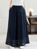 Linen Wide-Leg Pants - Spring 2026: Comfortable, Elastic Waist, Retro Artistic Style, Solid Color, Casual.