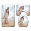 Beach View Bathroom Floor Mat Three-Piece Toilet Carpet Toilet Mat Set Door Mat Bathroom Non-Slip Mat