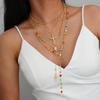 4 Stück Trendiges Kreuz-Anhänger-Halskette Für Frauen Bunte Kristallkette Rosenkranz Y-Halskette Damen Mode Schmuck Geschenk
