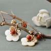 Vintage Flower Natural Stone Earrings for Women Girl Ethnic Style Gold Earrings Jewelry Accessories Birthday Gifts Earrings