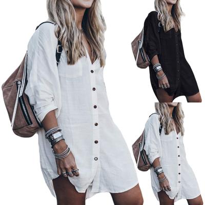 Dámský plážový přehoz k plavkám Rayon Dlouhý rukáv Výstřih do V Přehoz na bikiny Plážová košile