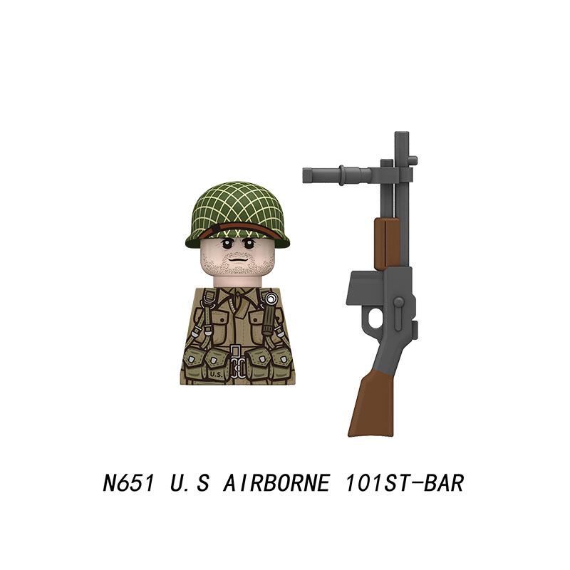 Military Soldier Figure Building Blocks British US French Army Weapons 101 Airborne Division Officer Infantry M1 Toys Gifts D126