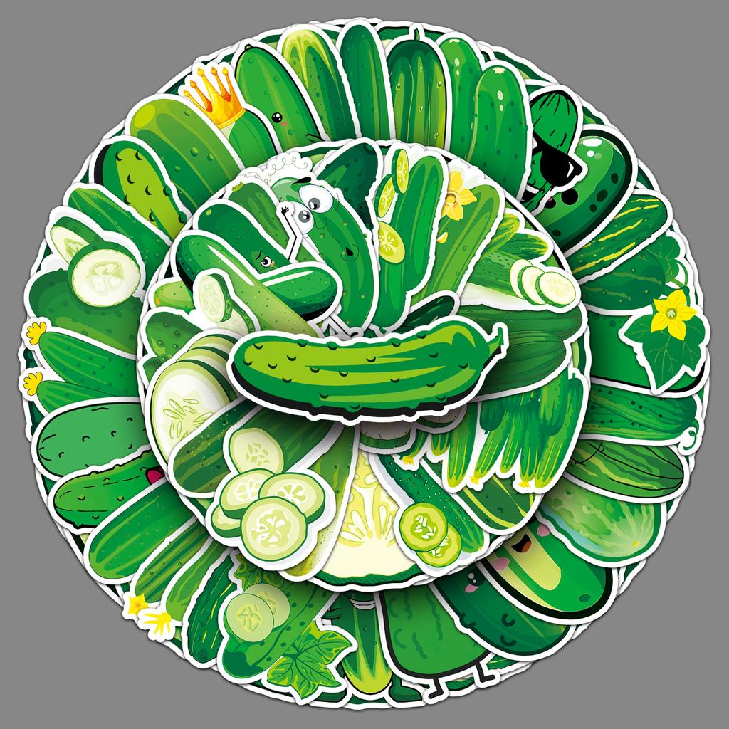 50 Cucumber Personality Cartoon Vegetables and Fruits Children's Rewards Guka Decorative Skateboard Suitcase Guitar Stickers