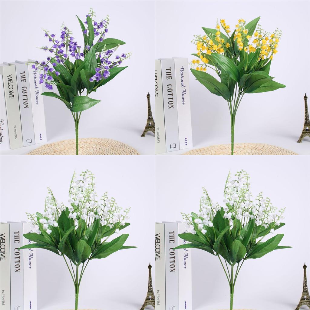 Beautifully Crafted 7 Branch Fake Lily Of The Valley Bouquet For Luxurious Event Decoration