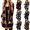 Womens Loose Mid Length Long Sleeve Plaid Shirt Casual Outerwear Top