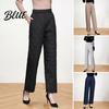 Versatile Cotton Pants Autumn Winter Rhombus Quilted Straight Wide Leg Loose Fit Trousers Long