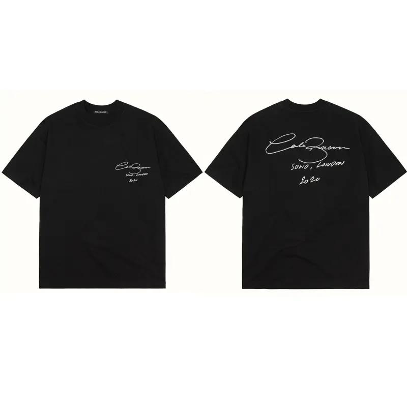 Summer Fashion Heavyweight Retro Men's English Letters 100% Cotton Printed Round Neck High-quality Casual Fitness Street T-shirt