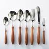 Stainless Steel Spoon Teaspoon Fruit Fork Ebony Steak Knife Fork Western -style Seven -piece Seven -piece Set Tableware Kitchen