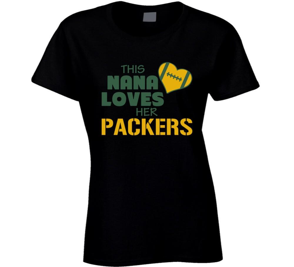 This Nana Loves Her Packers Football T Shirt - Green Bay Packers Team Colors