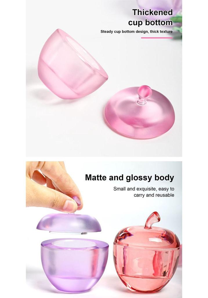 Apple-Shaped Crystal Nail Art Cup with Lid for Liquid Storage & Brush Cleaning