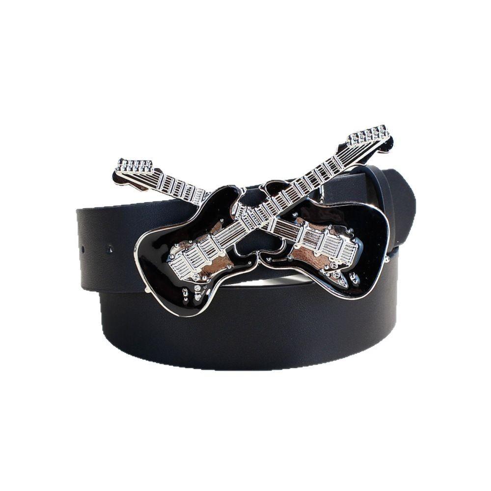 

Харадзюку Пряжка для ремня в виде гитары Готический пояс для похудения Модный панк пояс на талию Для женщин чёрный