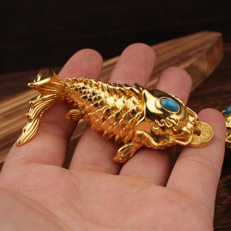 Metal Chinese Style Creative Craft Alloy Movable Dragon Fish Handheld Ornament