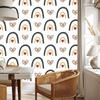 Rainbows and Butterflies Boho Wallpaper Cream, Navy Blue and Turquoise 50x1000