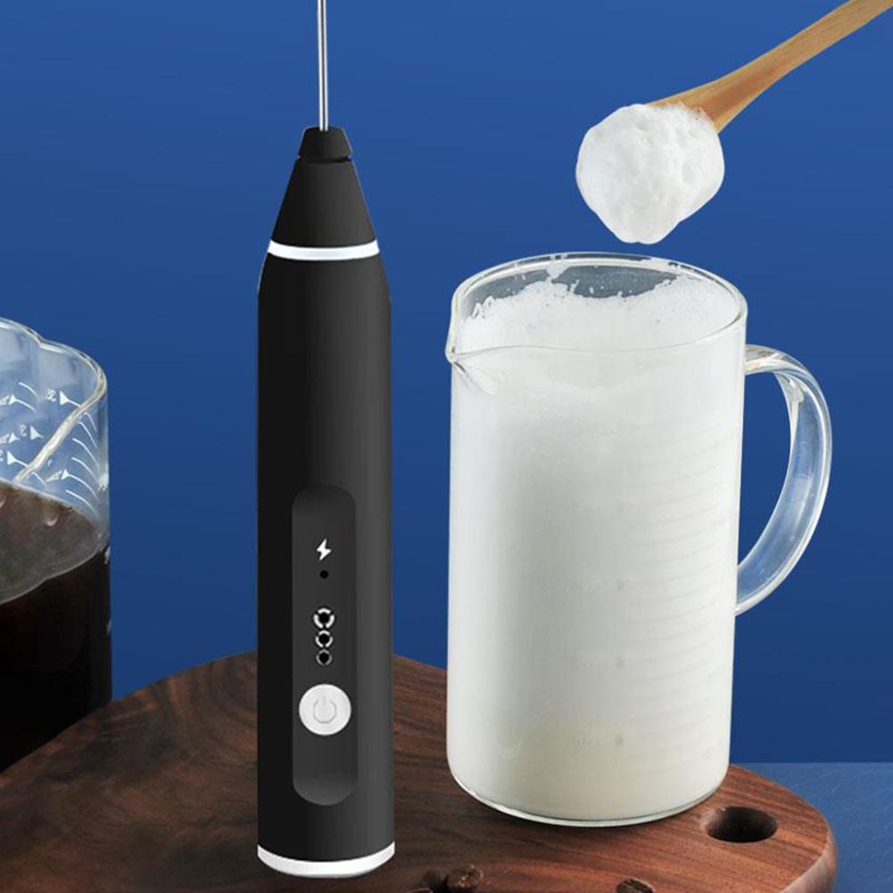 1 Set Electric Handheld Milk Frother 3 Modes Blender with USB Charger Bubble Maker Milk Frothers Set Supplies
