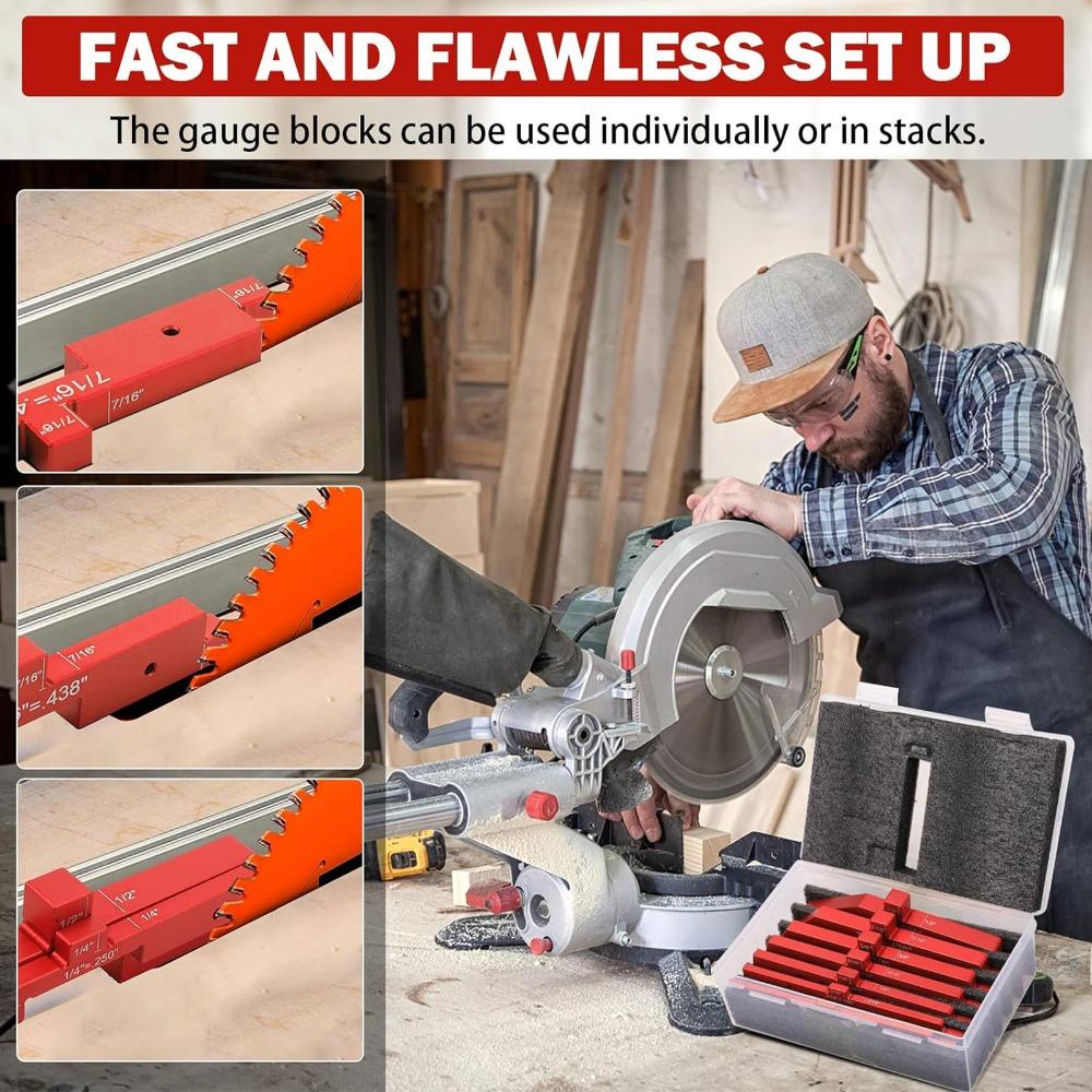 7pcs Different Thickness Setup Blocks Height Gauge Set Red Adjustable Height Gauge  Table Saw
