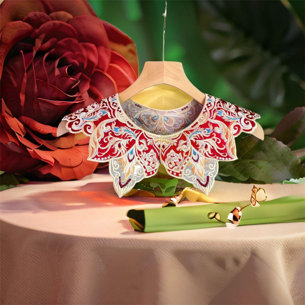 Elegant Lace Shawl Embroidery Design Detachable Collar Unique False Collar  Cultural Wear