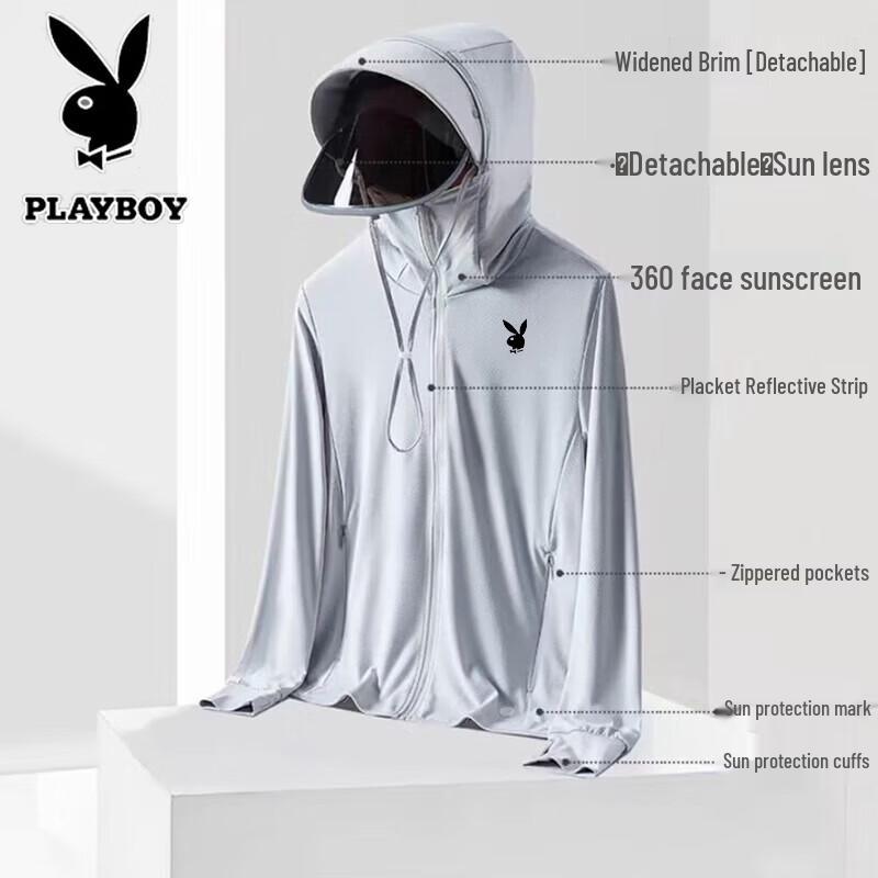 PLAYBOY Men's Lightweight Sun Protection Hooded Jacket