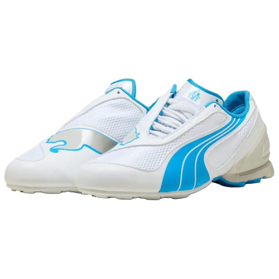 Puma Olympique Marseille X V-S1 Comfortable Retro Football Shoes Unisex Football Shoes White Blue 406319-01