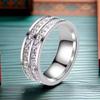 Stainless Steel Ring with Star-Inlaid Diamonds, Fade-Resistant, Titanium Finish