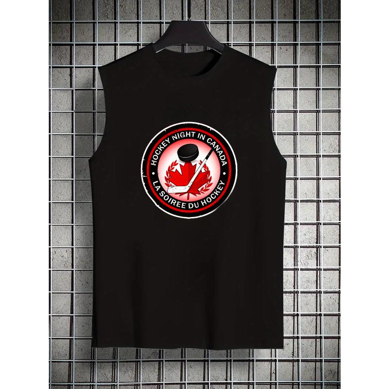 

Men s Hockey Print Tank Top Quick Dry Lightweight Gym Training Sleeveless Vest S чорний