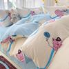 Small Fresh Mattress Quilt Cover Class A Maternal And Infant Grade Cartoon Dormitory Bed Sheet Three-Piece Set Super Soft Washed Cotton 4Pcs Set